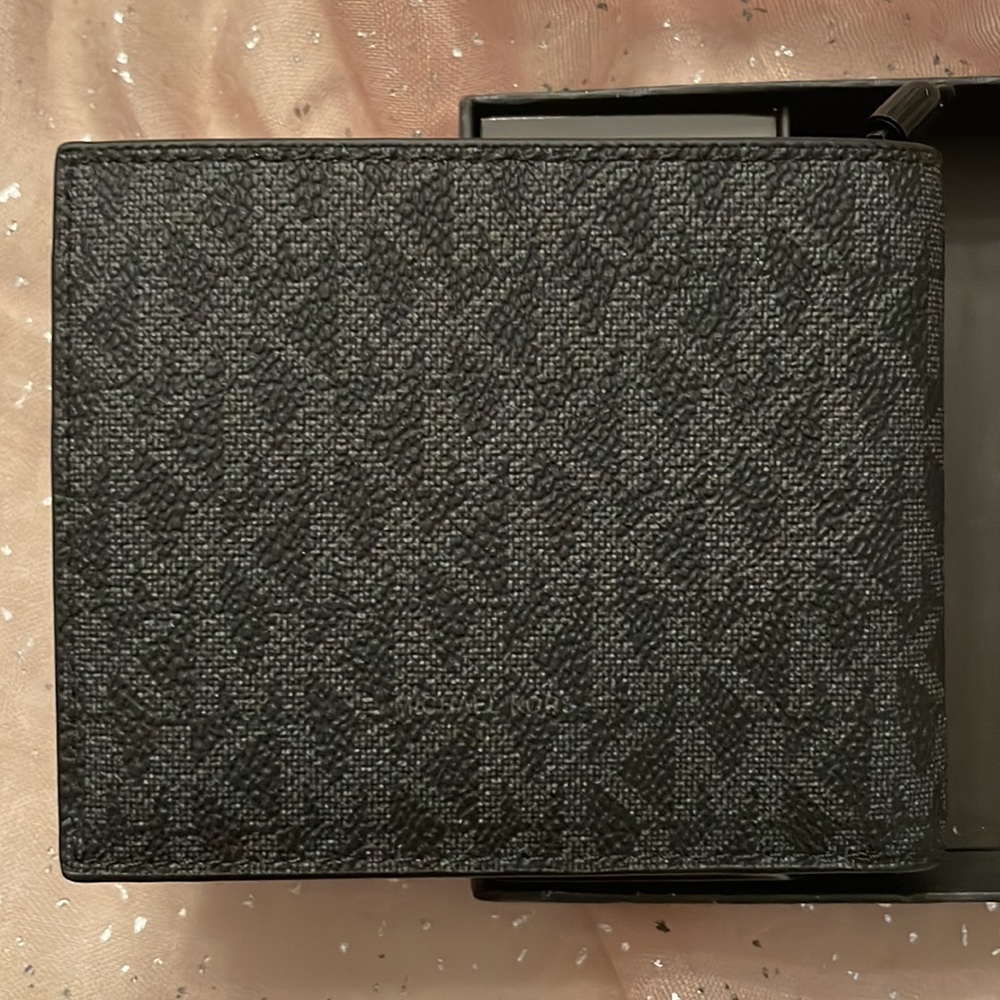 Brand New Michael Kors Black Slim Billfold Men's Wallet w/ Money Clip Box Set - Picture 5 of 14